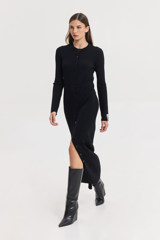 PUNCH KNITTED DRESS BLACK