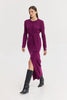 PUNCH KNITTED DRESS BORDEAUX