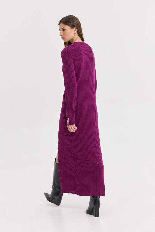 PUNCH KNITTED DRESS BORDEAUX
