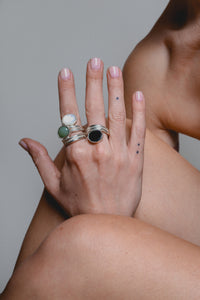 NA053 STONE STUCK RING BLACK AGATE