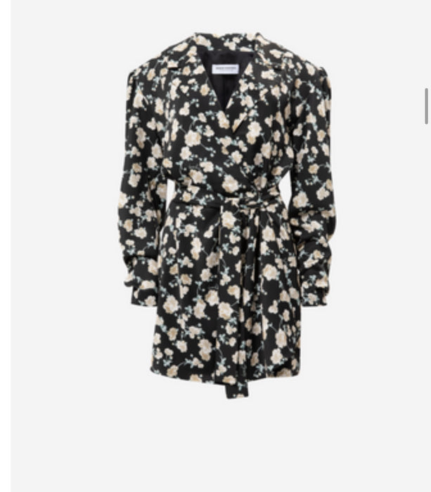 MINI WRAP DRESS WHITE FLOWER PRINT