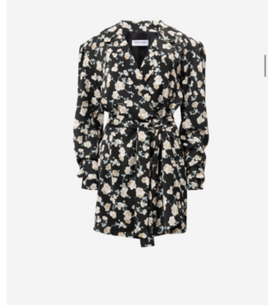 MINI WRAP DRESS WHITE FLOWER PRINT
