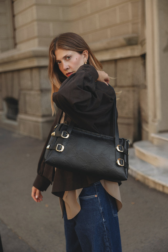 "ECHOES" BLACK GOLD SHOULDER BAG