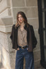 "WANDERING STAR" BLACK GOLD LEATHER BELT