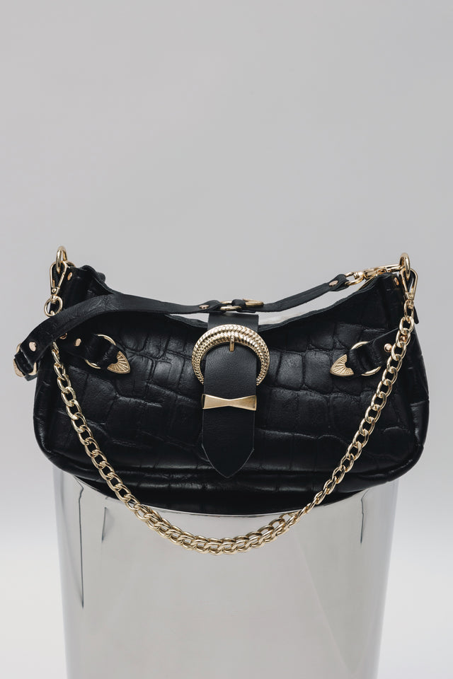 "KISS OF LIFE" BLACK GOLD SHOULDER BAG