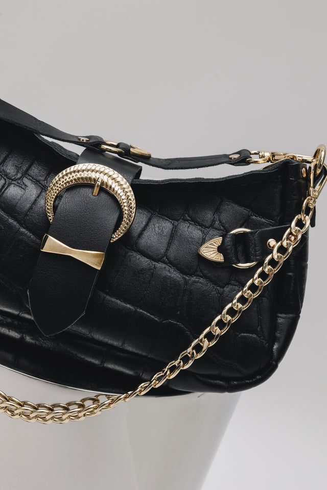"KISS OF LIFE" BLACK GOLD SHOULDER BAG