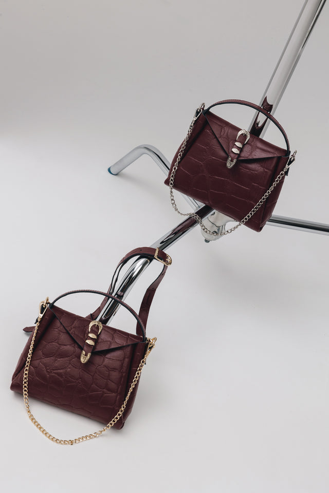 "HERE WITH ME" CHERRY GOLD SHOULDER BAG