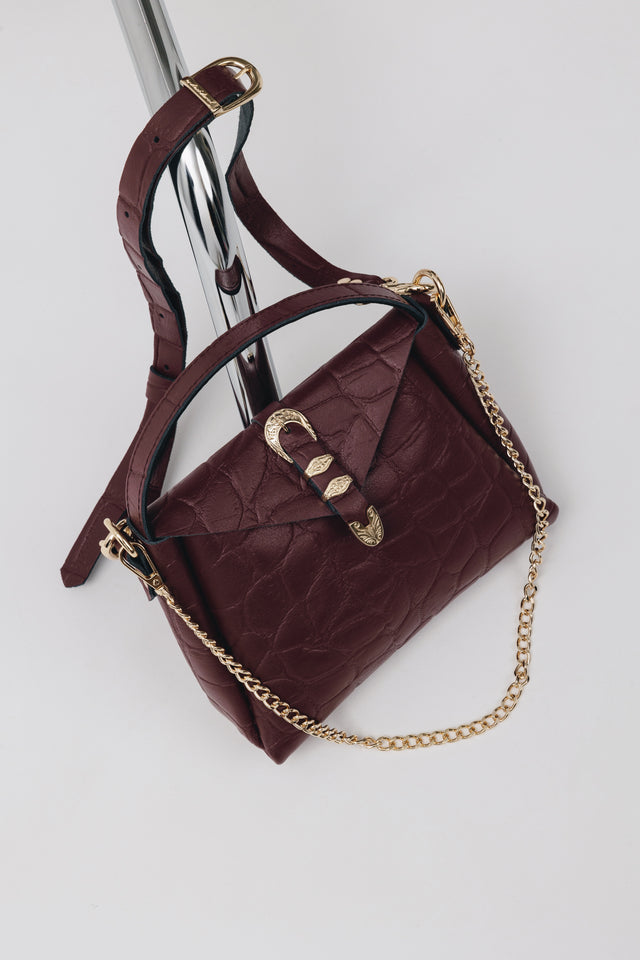 "HERE WITH ME" CHERRY GOLD SHOULDER BAG