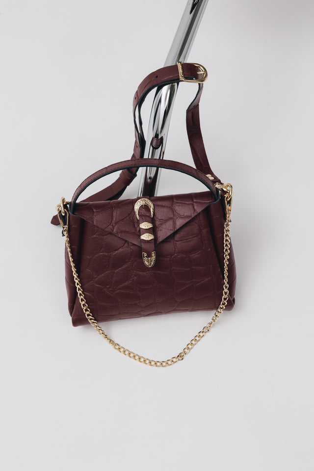 "HERE WITH ME" CHERRY GOLD SHOULDER BAG