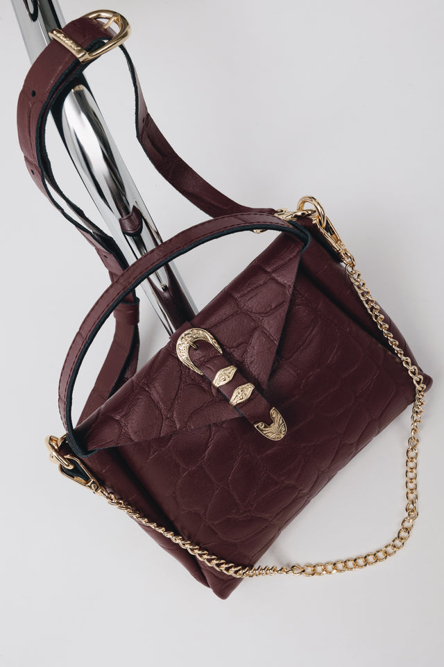 "HERE WITH ME" CHERRY GOLD SHOULDER BAG