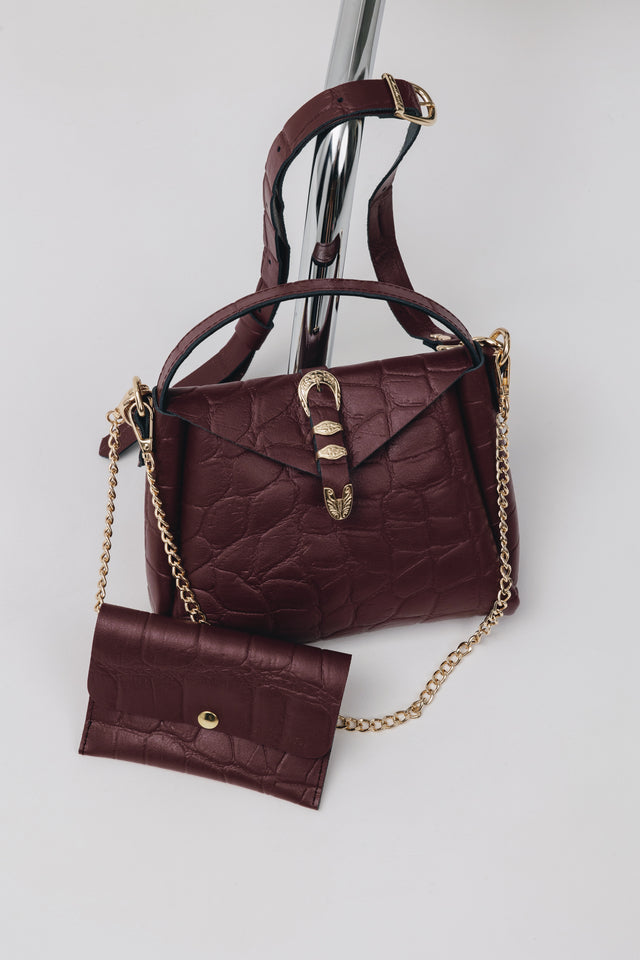 "HERE WITH ME" CHERRY GOLD SHOULDER BAG