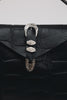 "HERE WITH ME" BLACK NICKEL SHOULDER BAG