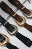 "SARA" BLACK GOLD LEATHER BELT