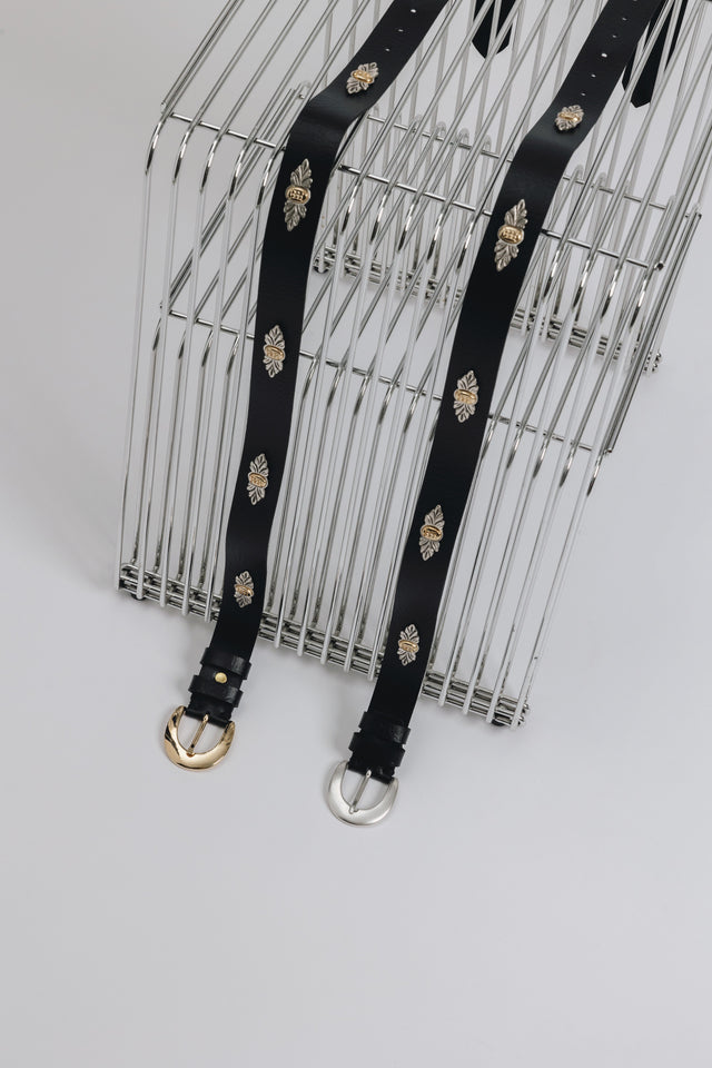 "ROMANTIC DREAMS" BLACK NICKEL LEATHER BELT