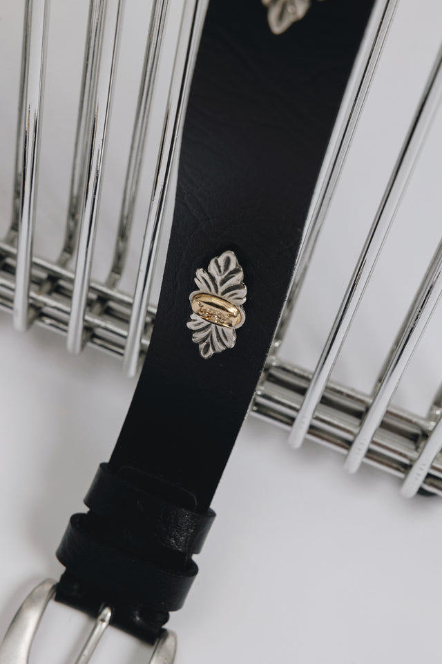 "ROMANTIC DREAMS" BLACK NICKEL LEATHER BELT