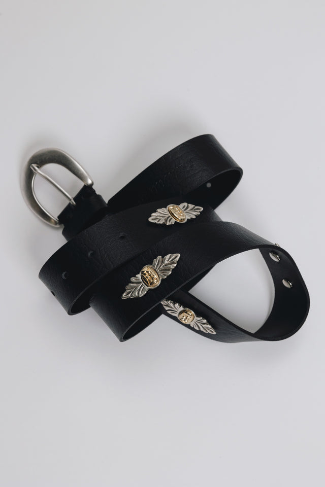 "ROMANTIC DREAMS" BLACK NICKEL LEATHER BELT