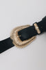 "SARA" BLACK GOLD LEATHER BELT