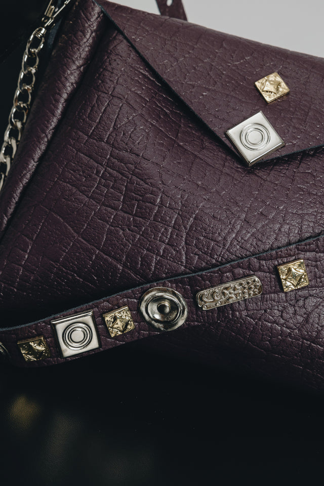 "BEAUTIFUL THINGS" DARK PLUM GOLD SHOULDER BAG