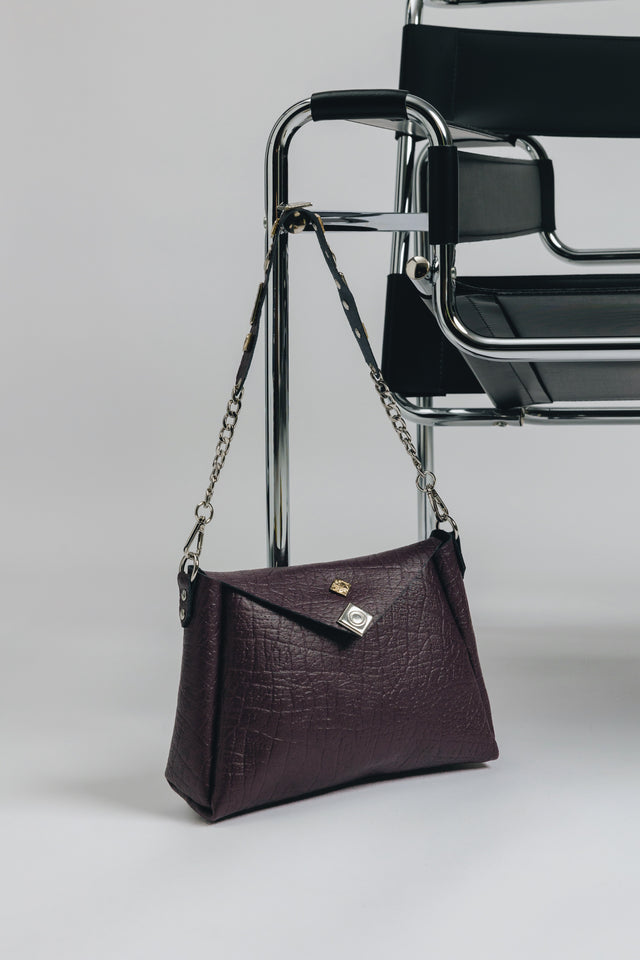 "BEAUTIFUL THINGS" DARK PLUM GOLD SHOULDER BAG