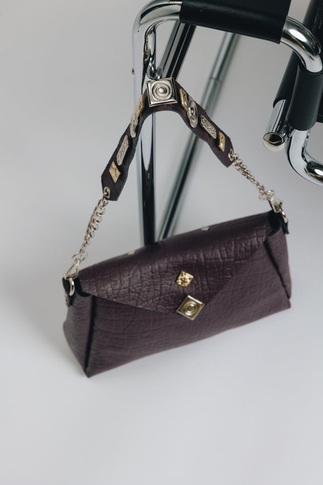 "BEAUTIFUL THINGS" DARK PLUM GOLD SHOULDER BAG