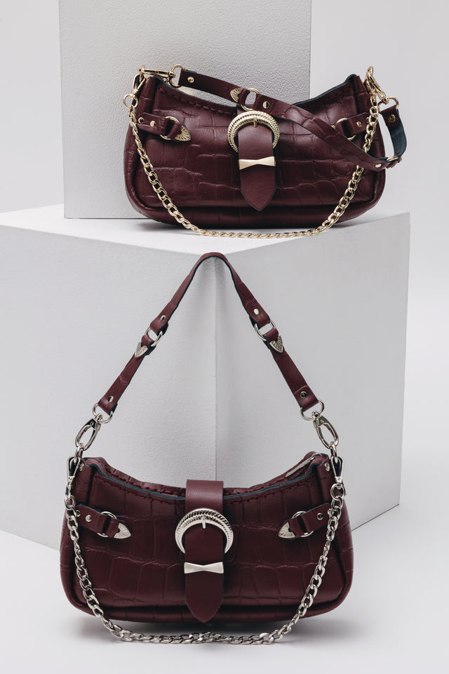 "KISS OF LIFE" CHERRY GOLD SHOULDER BAG