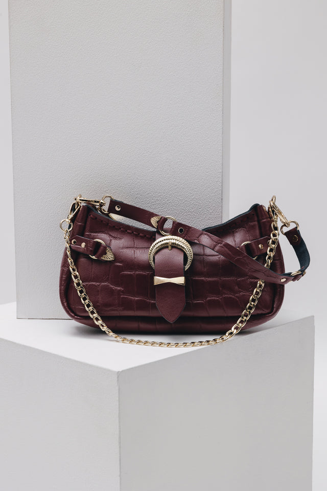 "KISS OF LIFE" CHERRY GOLD SHOULDER BAG