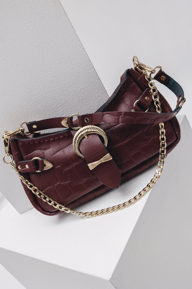 "KISS OF LIFE" CHERRY GOLD SHOULDER BAG