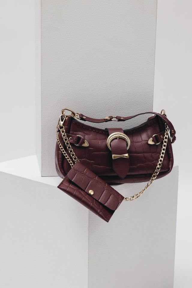 "KISS OF LIFE" CHERRY GOLD SHOULDER BAG