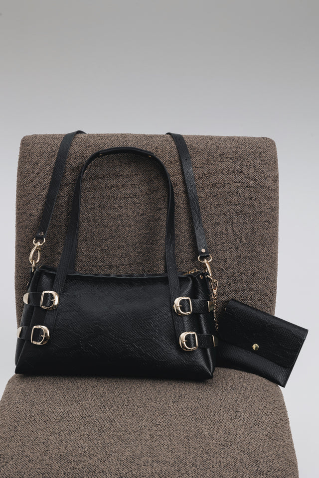 "ECHOES" BLACK GOLD SHOULDER BAG
