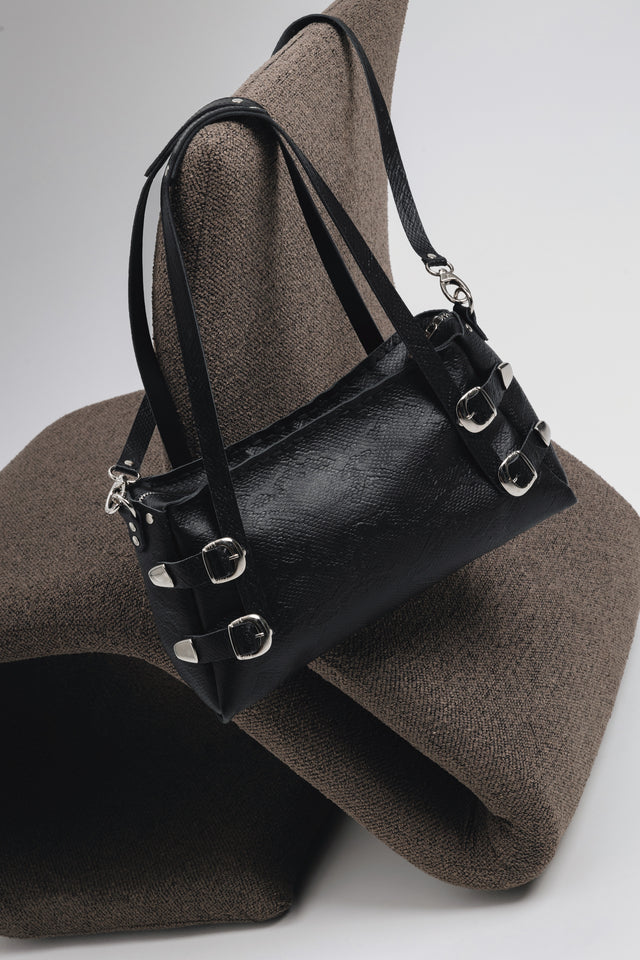 "ECHOES" BLACK NICKEL SHOULDER BAG