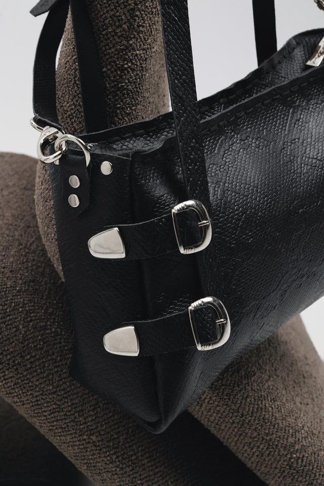 "ECHOES" BLACK NICKEL SHOULDER BAG