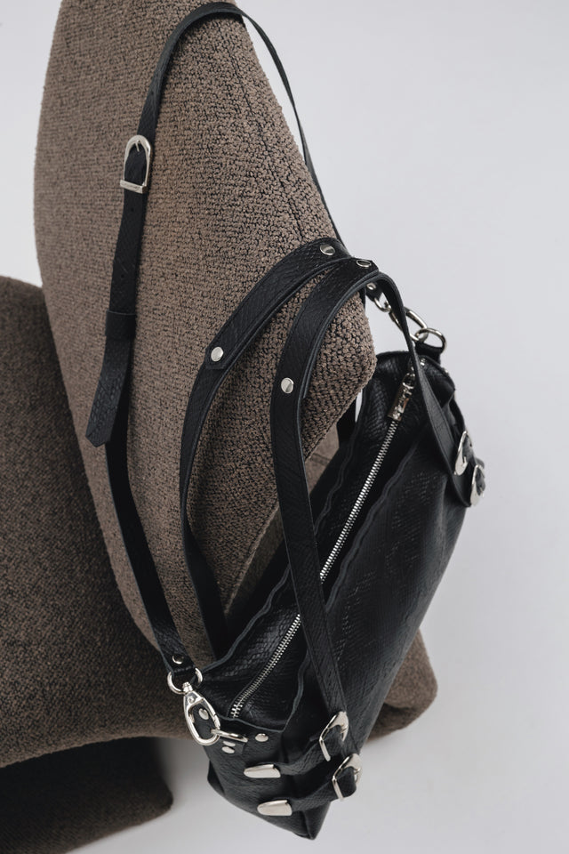 "ECHOES" BLACK NICKEL SHOULDER BAG