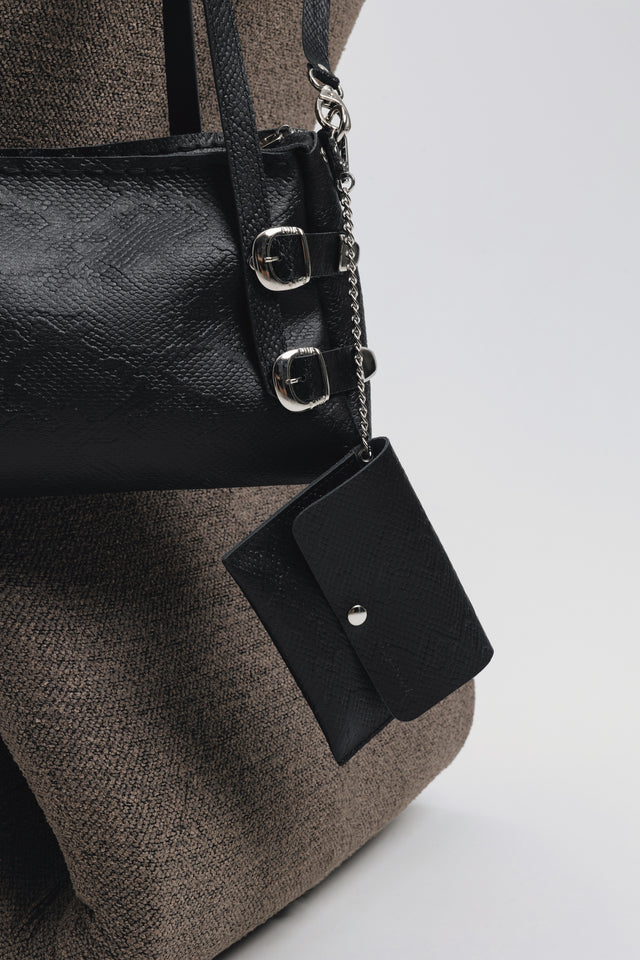 "ECHOES" BLACK NICKEL SHOULDER BAG