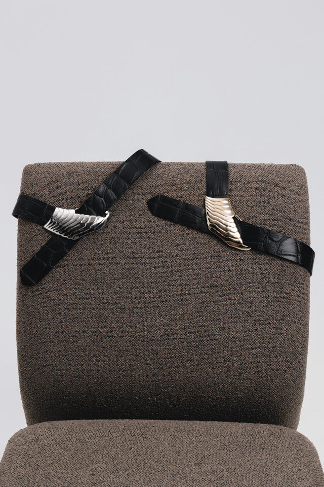 "BEAUTIFUL SCARLET" BLACK NICKEL LEATHER BELT