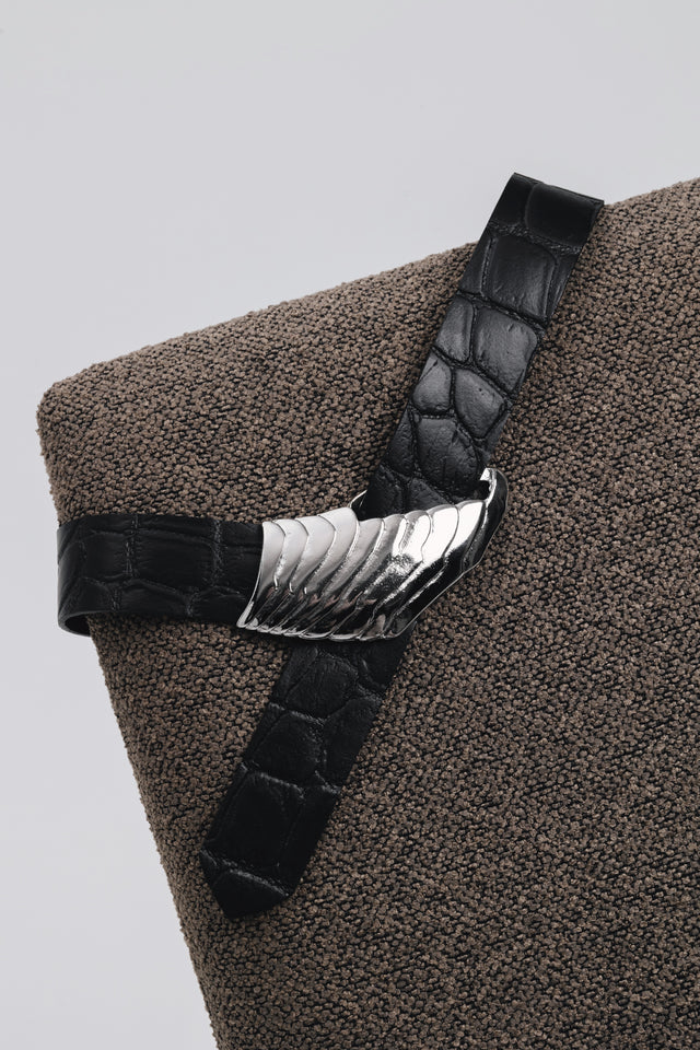 "BEAUTIFUL SCARLET" BLACK NICKEL LEATHER BELT