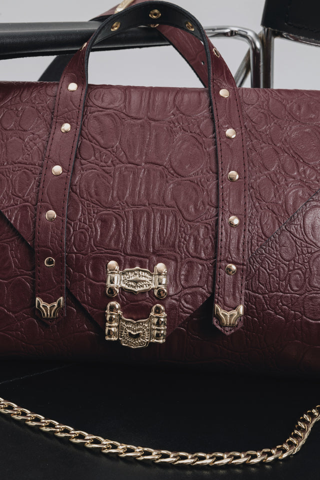 "SURRENDER" CHERRY GOLD SHOULDER BAG