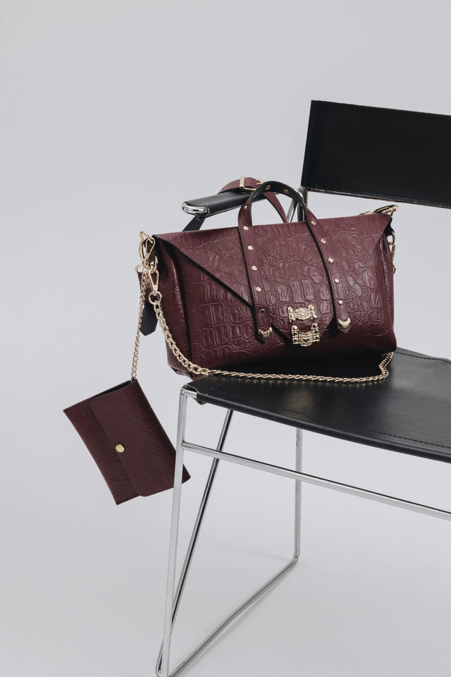 "SURRENDER" CHERRY GOLD SHOULDER BAG