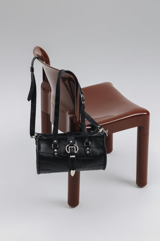 "ENDLESSLY" BLACK NICKEL BARREL BAG