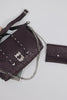 "SURRENDER" DARK PLUM NICKEL SHOULDER BAG