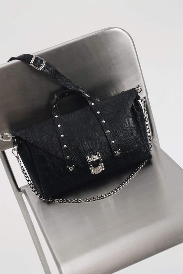 "SURRENDER" BLACK NICKEL SHOULDER BAG