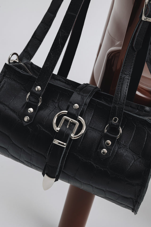 "ENDLESSLY" BLACK NICKEL BARREL BAG