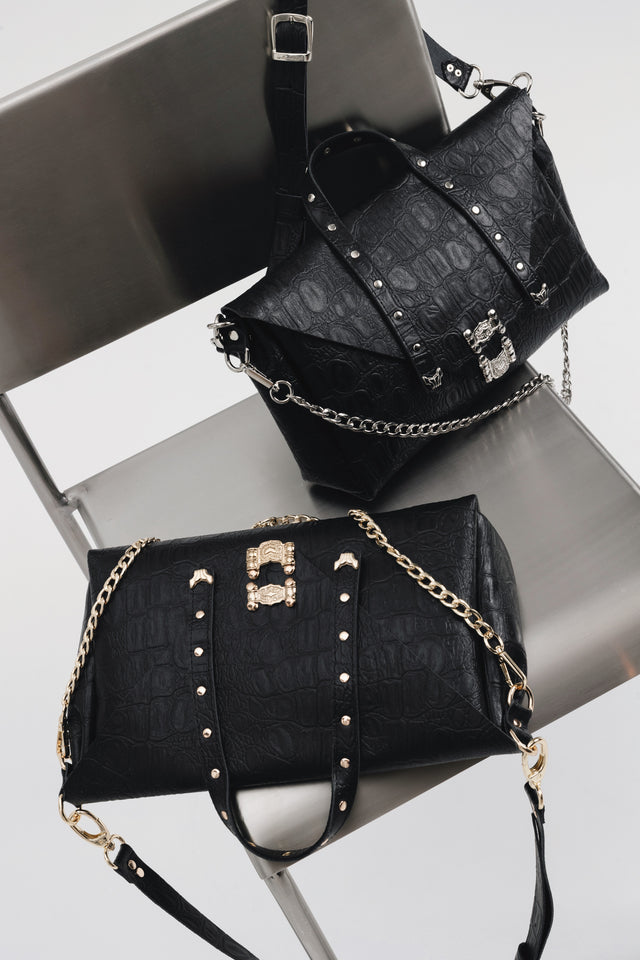 "SURRENDER" BLACK NICKEL SHOULDER BAG