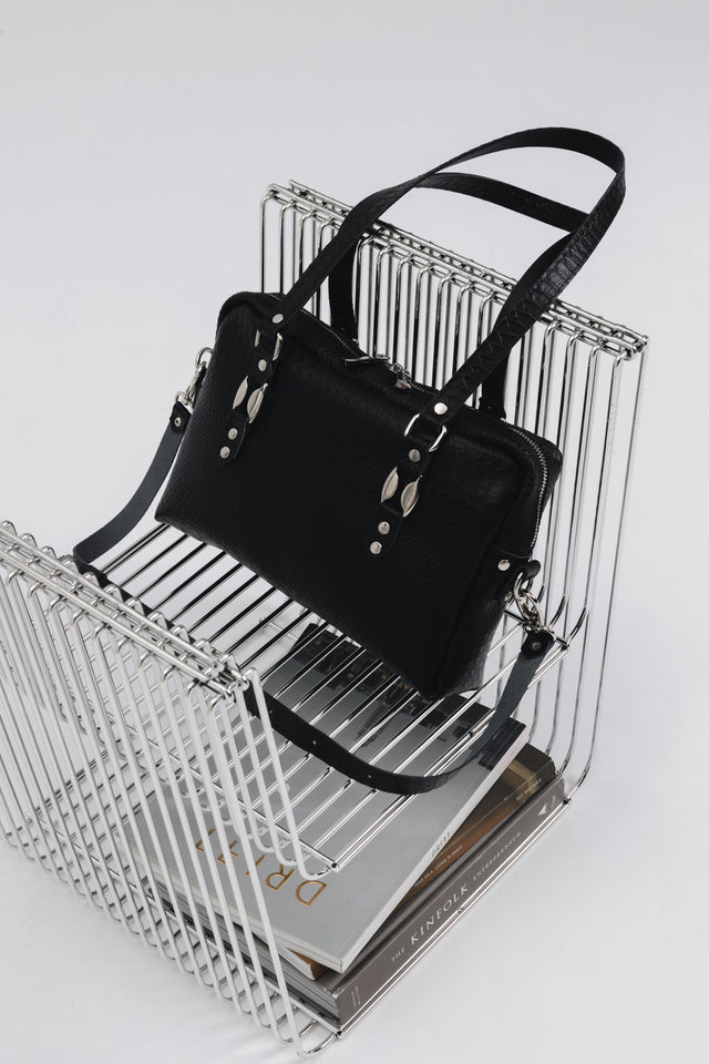 "SENSATION" BLACK NICKEL SHOULDER BAG