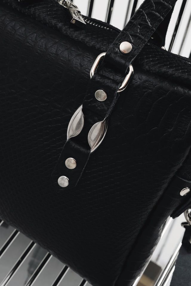 "SENSATION" BLACK NICKEL SHOULDER BAG