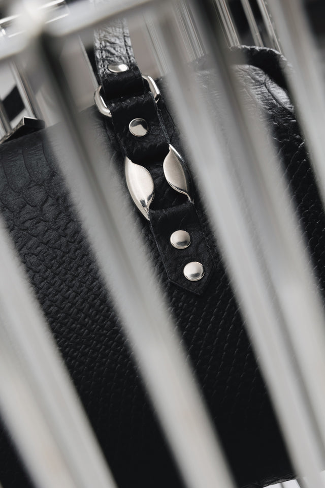 "SENSATION" BLACK NICKEL SHOULDER BAG