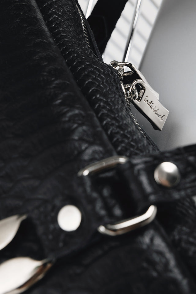 "SENSATION" BLACK NICKEL SHOULDER BAG
