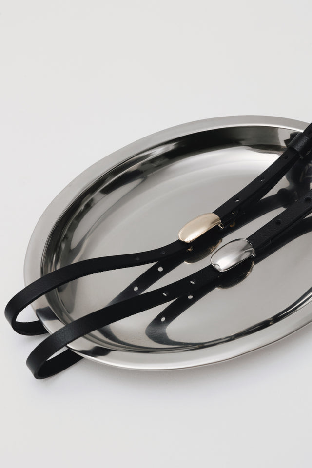 "TINY DANCER" BLACK NICKEL LEATHER BELT