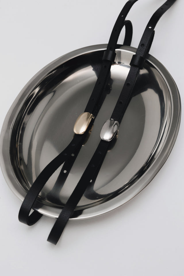 "TINY DANCER" BLACK NICKEL LEATHER BELT