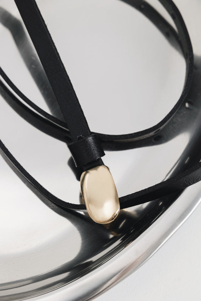 "TINY DANCER" BLACK GOLD LEATHER BELT