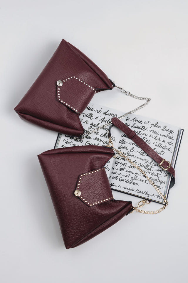"SOMEWHERE I BELONG" CHERRY GOLD SHOULDER BAG